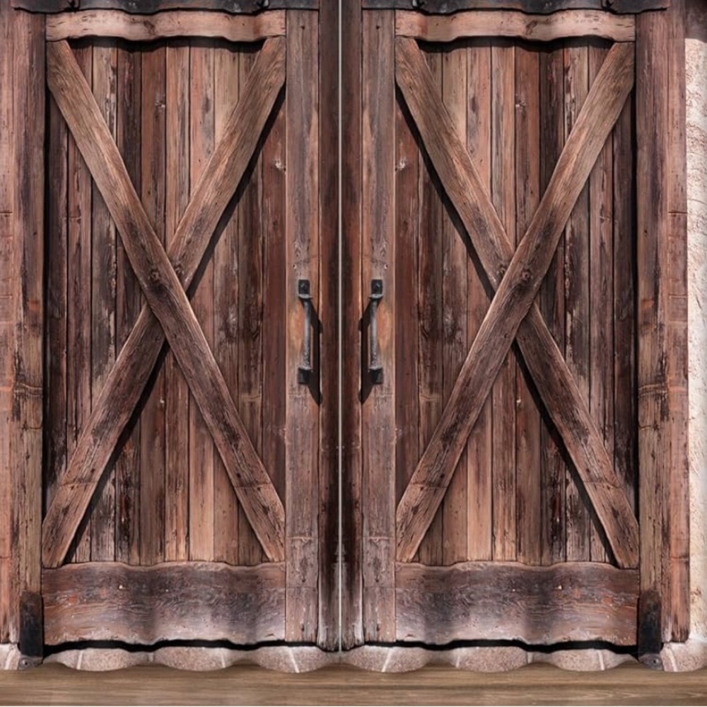 52 x 84 barn wood door themed curtains.  Brand new.  Never used   2 panels